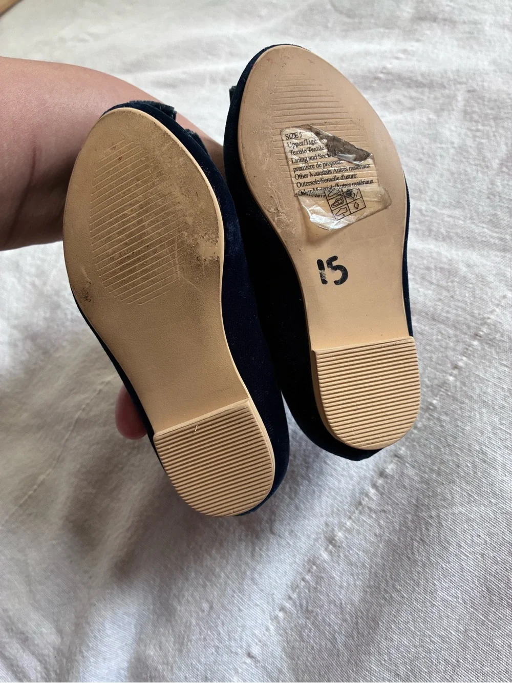 Janie and Jack Navy Blue Velvet Dress Ballet Slippers Shoes Church Toddler Girl
